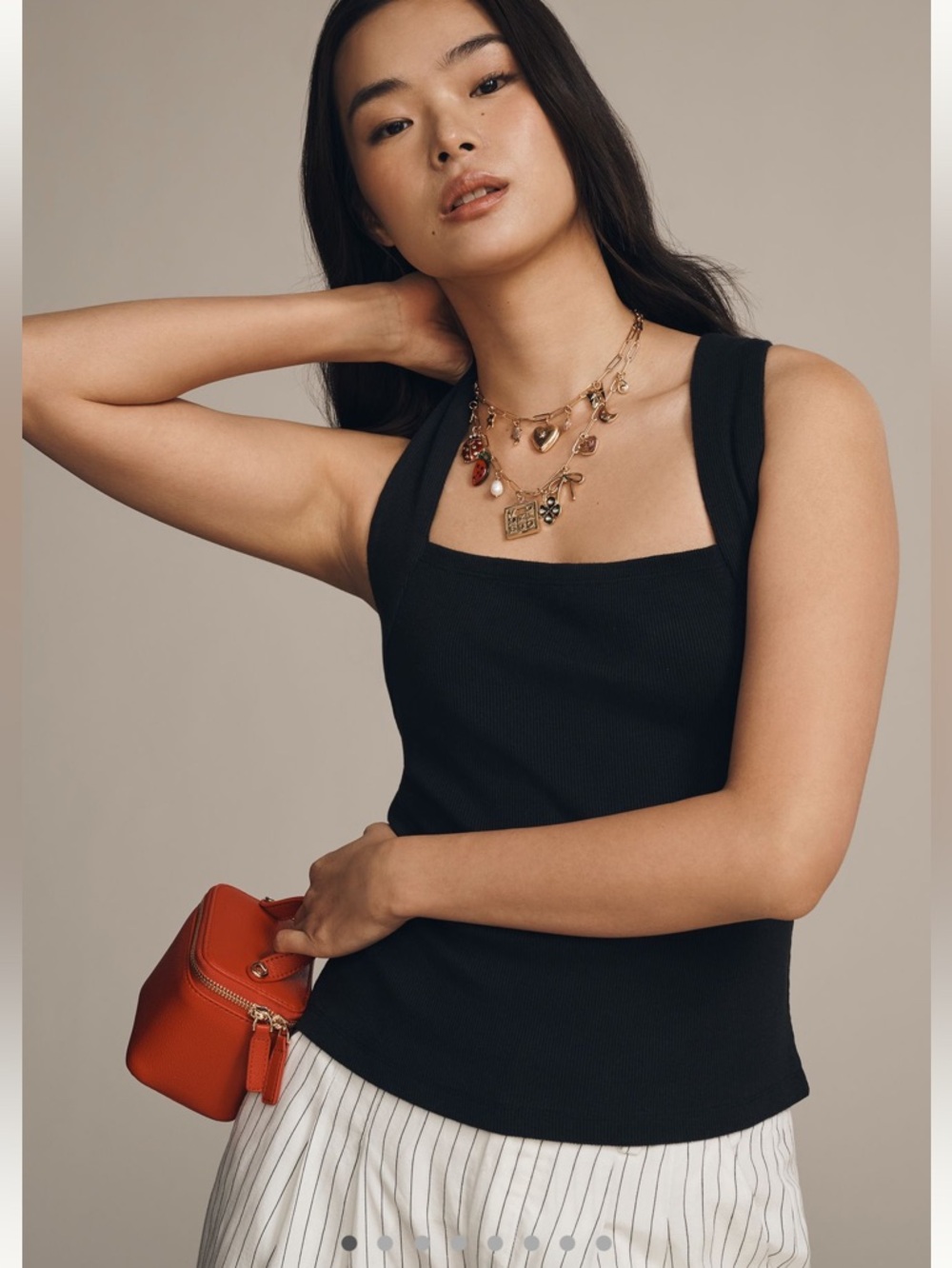 Anthropologie Square-Neck Halter Tank Black Sz Medium NWt